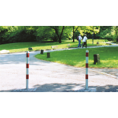 Barrier posts | Steel tube  60 x 2,5 mm | removable | without locking mechanism | hot-dip galvanized and white coated withthree red reflecting stripes | without eyelet